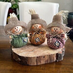 Fall Farmhouse 3 Piece Mini Scarecrows